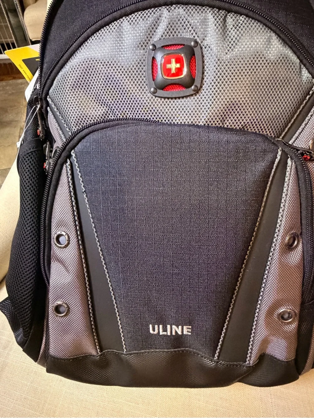 Swiss Tech Black and Gray Backpack with Red Logo Accent